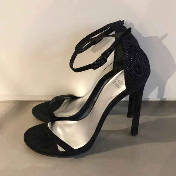 Stuart Weitzman Nudist Black Goosebump Napa Sandals - Picture 2 of 13